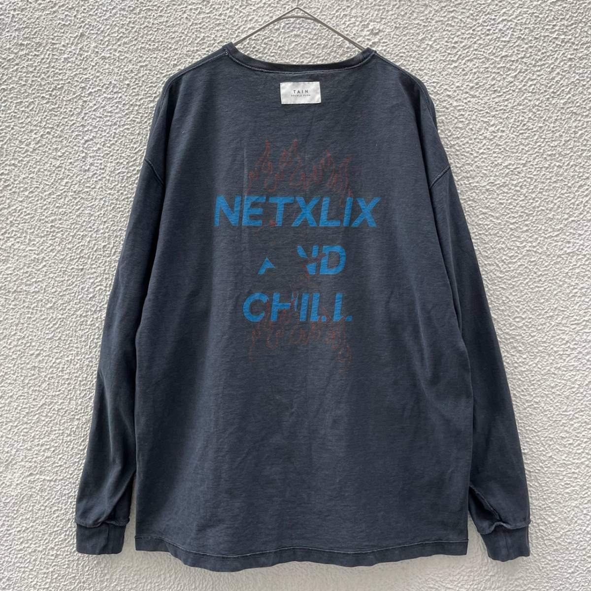 TAIN DOUBLE PUSH タインダブルプッシュ Lサイズ ロングスリーブTシャツ リバーシブル ブラック