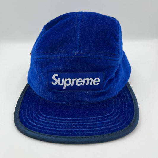 新品 Supreme シュプリーム ボックスロゴ キャップ 帽子 ベロア ラメ ブルー