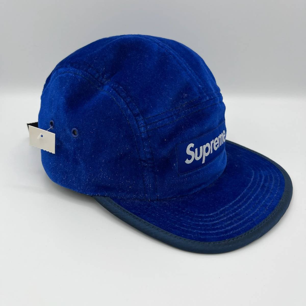 新品 Supreme シュプリーム ボックスロゴ キャップ 帽子 ベロア ラメ ブルー
