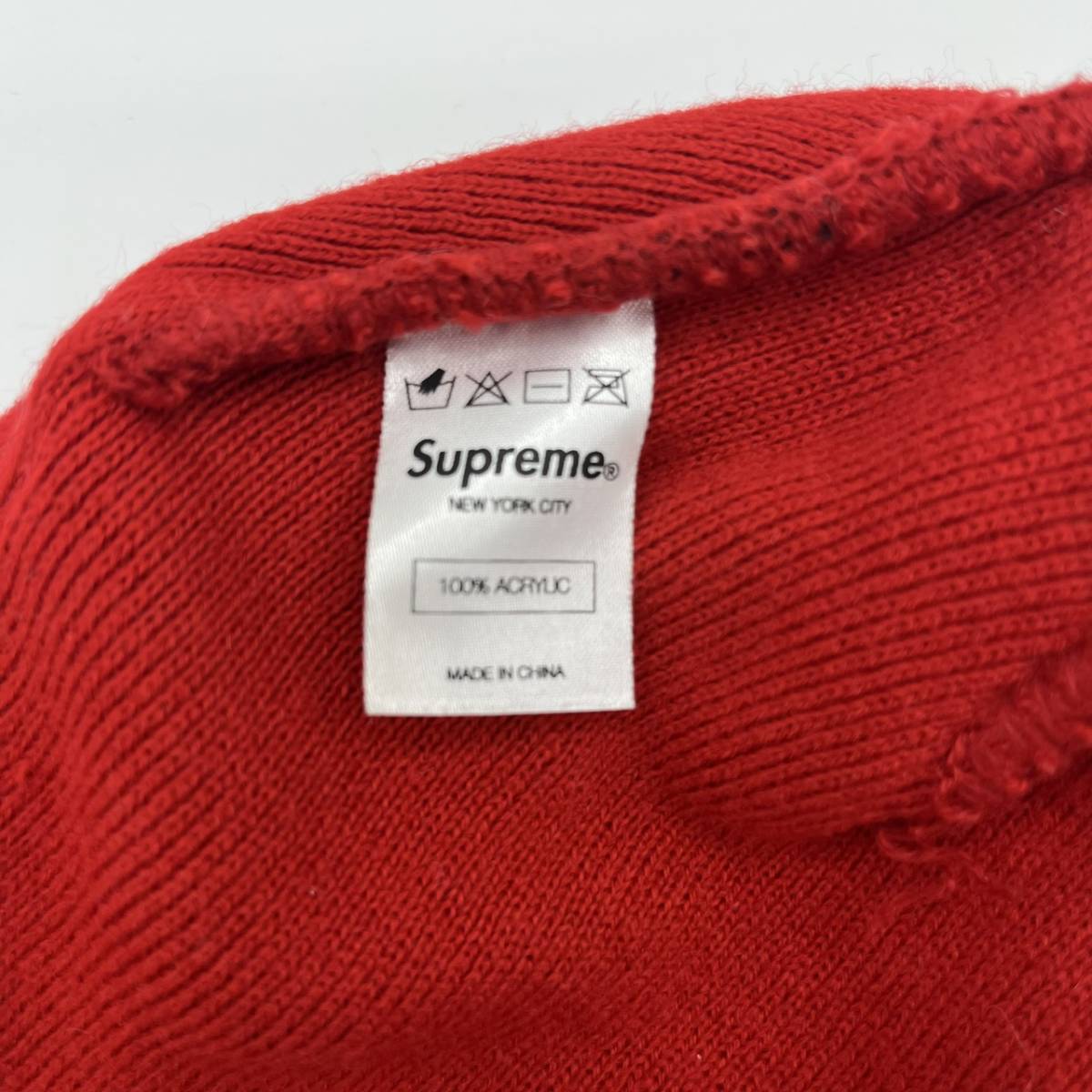 Supreme シュプリーム ロゴ ニット帽 ニットキャップ 帽子 レッド