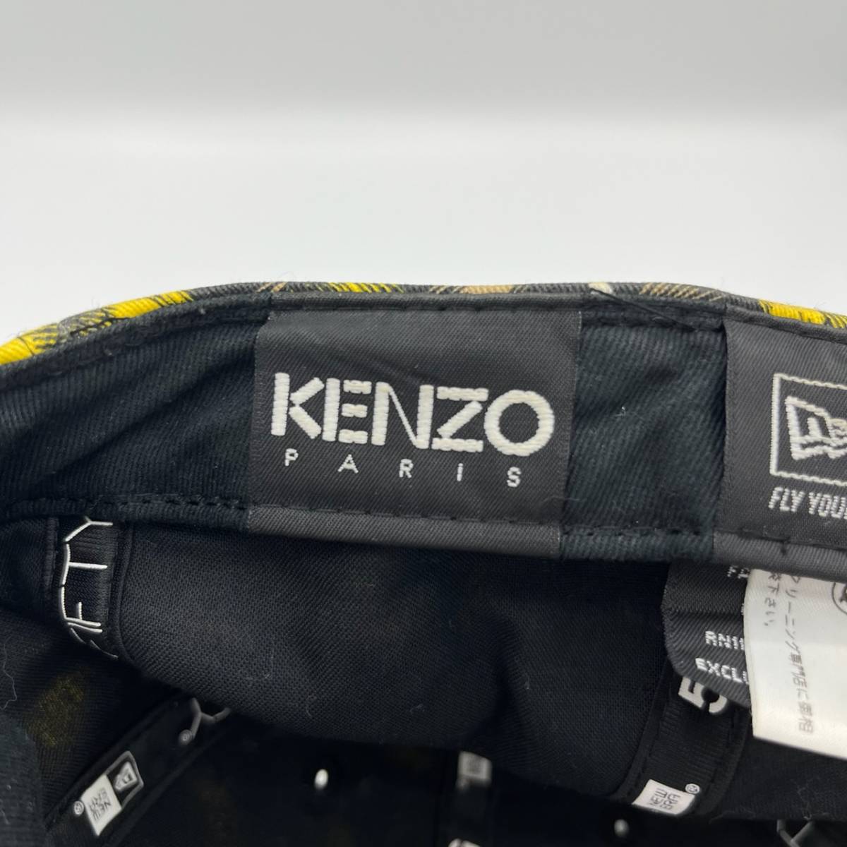 KENZO ケンゾー × NEW ERA ニューエラ キャップ チェック ロゴ 帽子 イエロー グレー