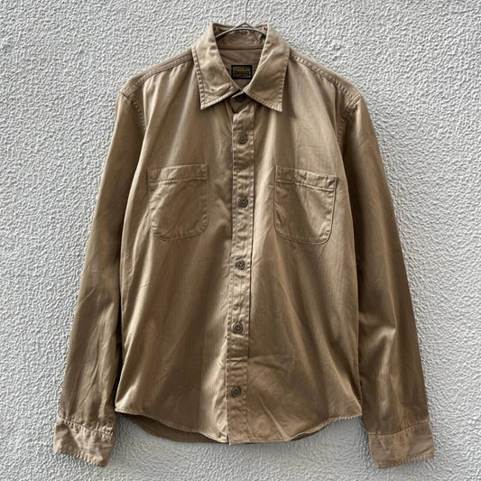 TENDERLOIN テンダーロイン XSサイズ ストライプ ワークシャツ コットン ブラウン