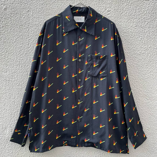 TAIN DOUBLE PUSH タインダブルプッシュ Lサイズ 長袖シャツ マッチ ブラック