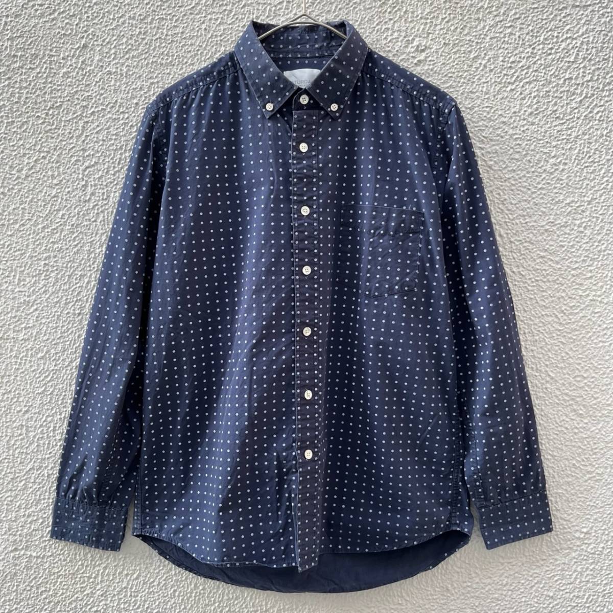 SATURDAYS SURF NYC サタデーズサーフニューヨーク Mサイズ ドット柄 長袖シャツ ネイビー