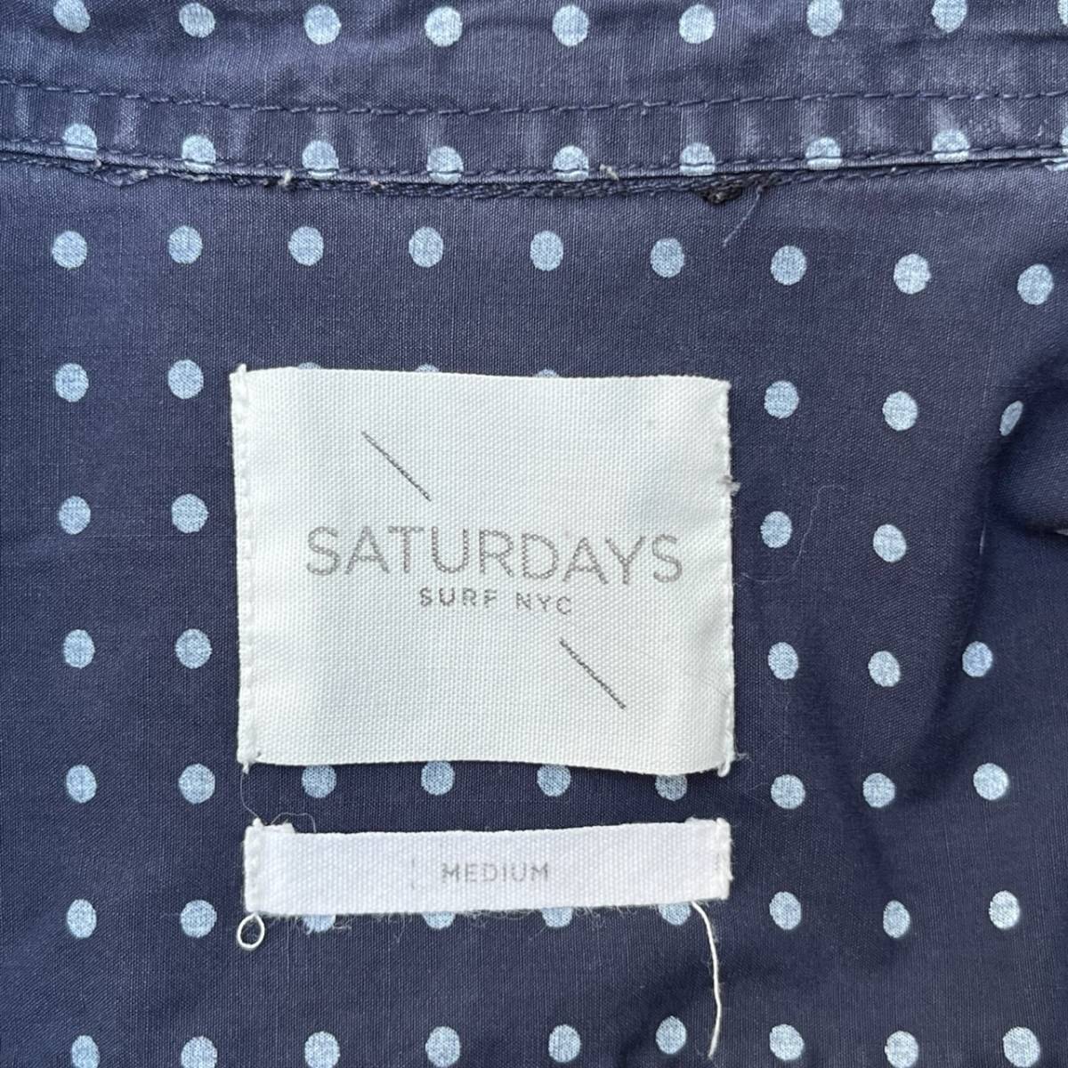 SATURDAYS SURF NYC サタデーズサーフニューヨーク Mサイズ ドット柄 長袖シャツ ネイビー