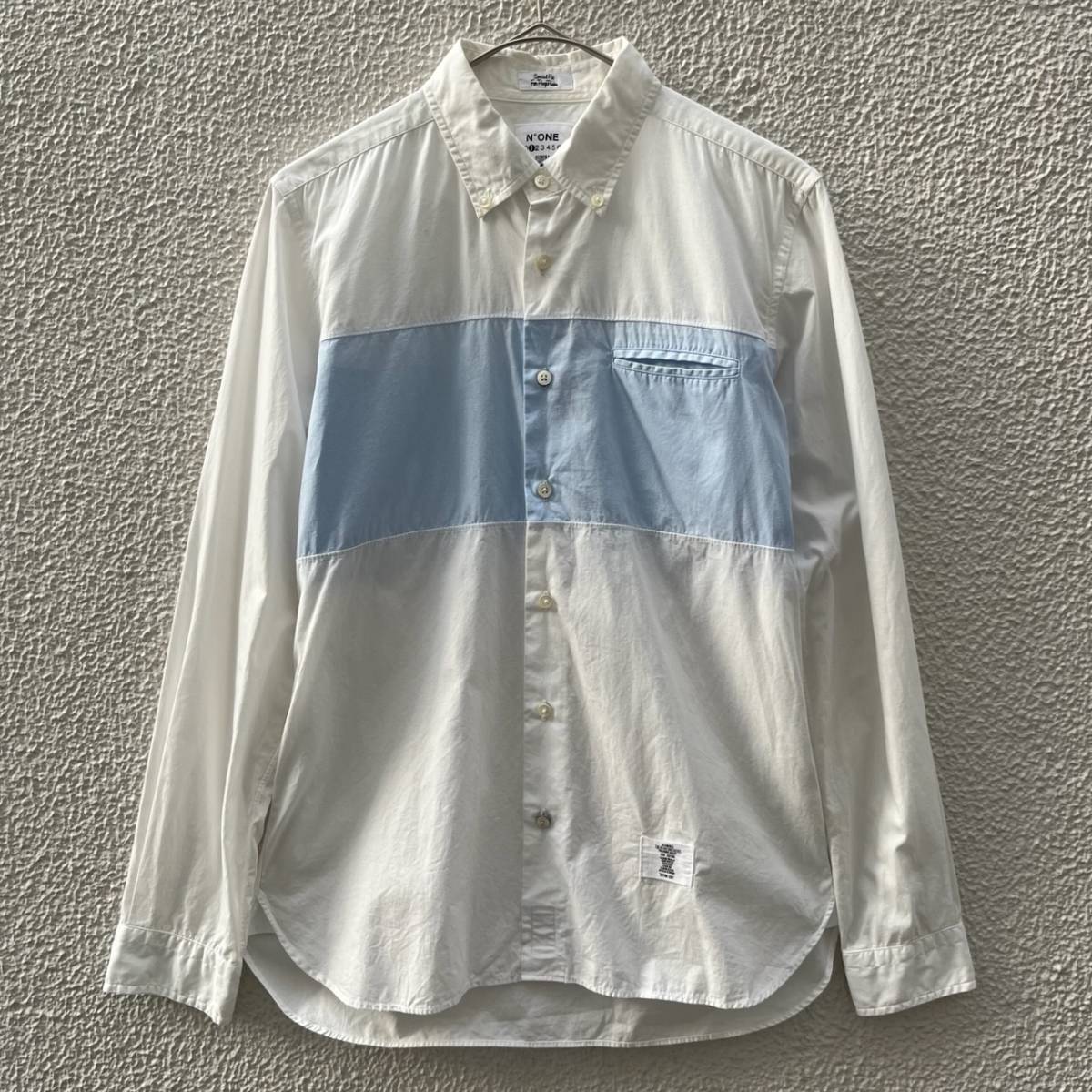 BEDWIN & THE HEARTBREAKERS ベドウィンザハートブレイカーズ サイズ1 切替 長袖シャツ ホワイト ブルー