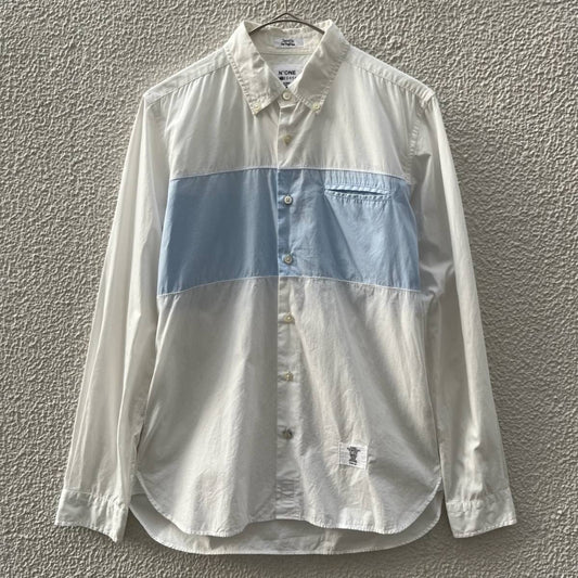 BEDWIN & THE HEARTBREAKERS ベドウィンザハートブレイカーズ サイズ1 切替 長袖シャツ ホワイト ブルー