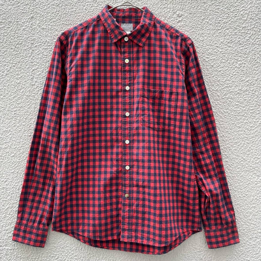 DELUXE デラックス Sサイズ チェックシャツ 長袖シャツ レッド ネイビー