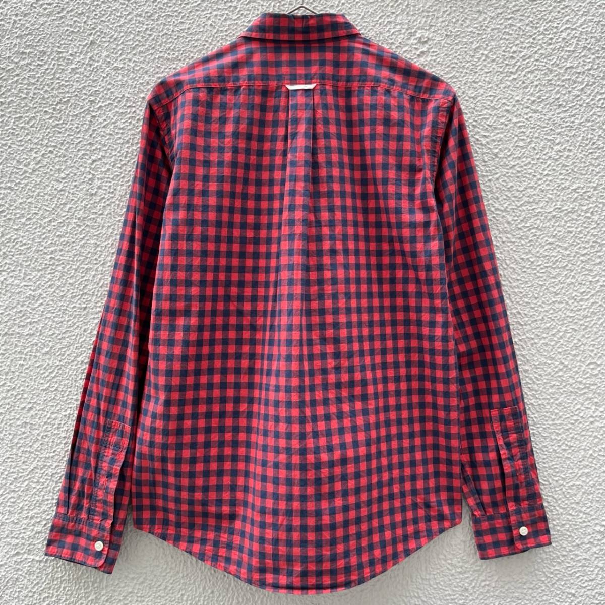 DELUXE デラックス Sサイズ チェックシャツ 長袖シャツ レッド ネイビー