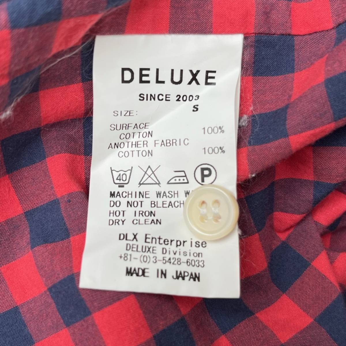 DELUXE デラックス Sサイズ チェックシャツ 長袖シャツ レッド ネイビー