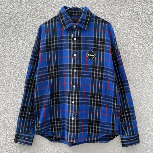 F.C.Real.Bristol エフシーレアルブリストル Sサイズ チェックシャツ 長袖シャツ スター ブルー