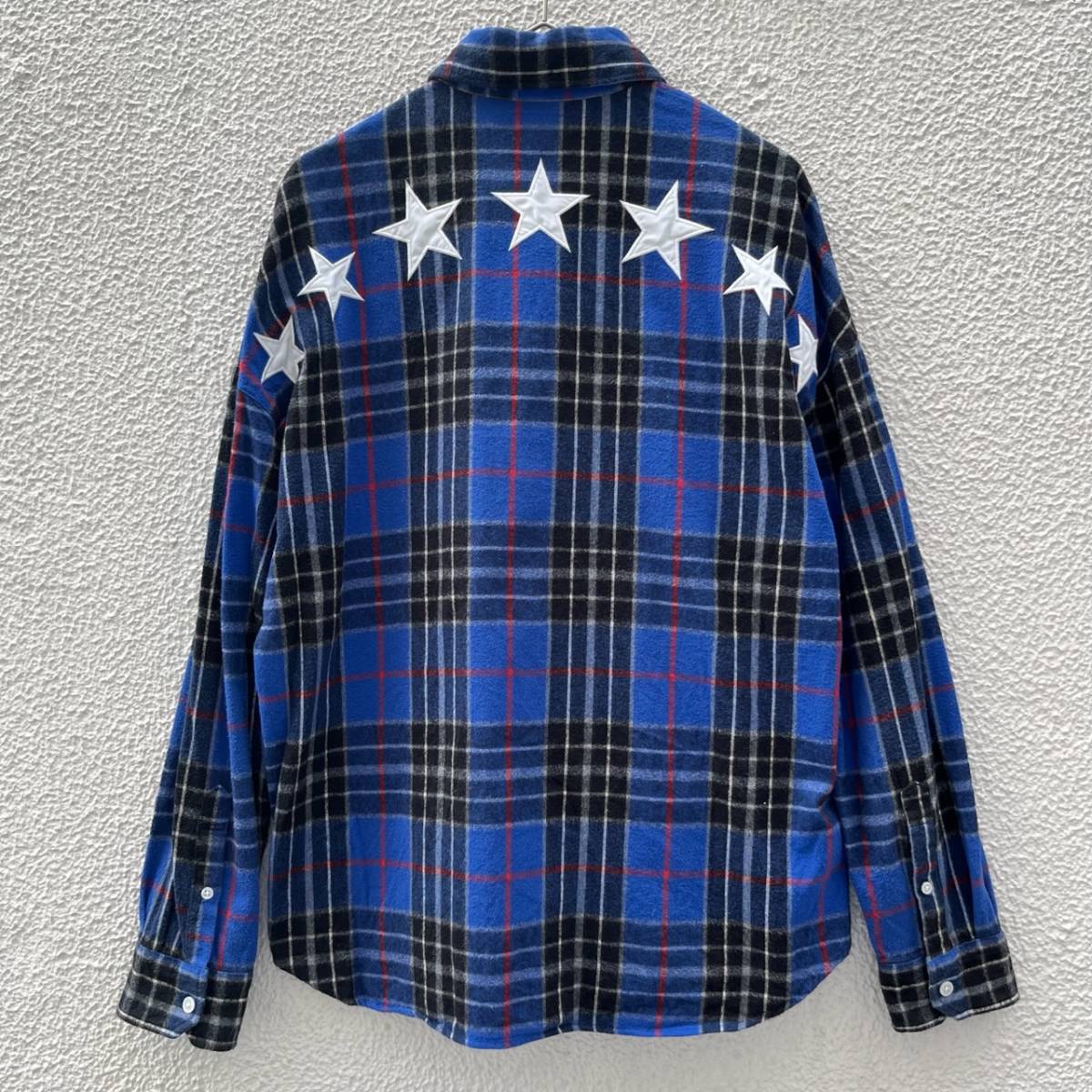 F.C.Real.Bristol エフシーレアルブリストル Sサイズ チェックシャツ 長袖シャツ スター ブルー