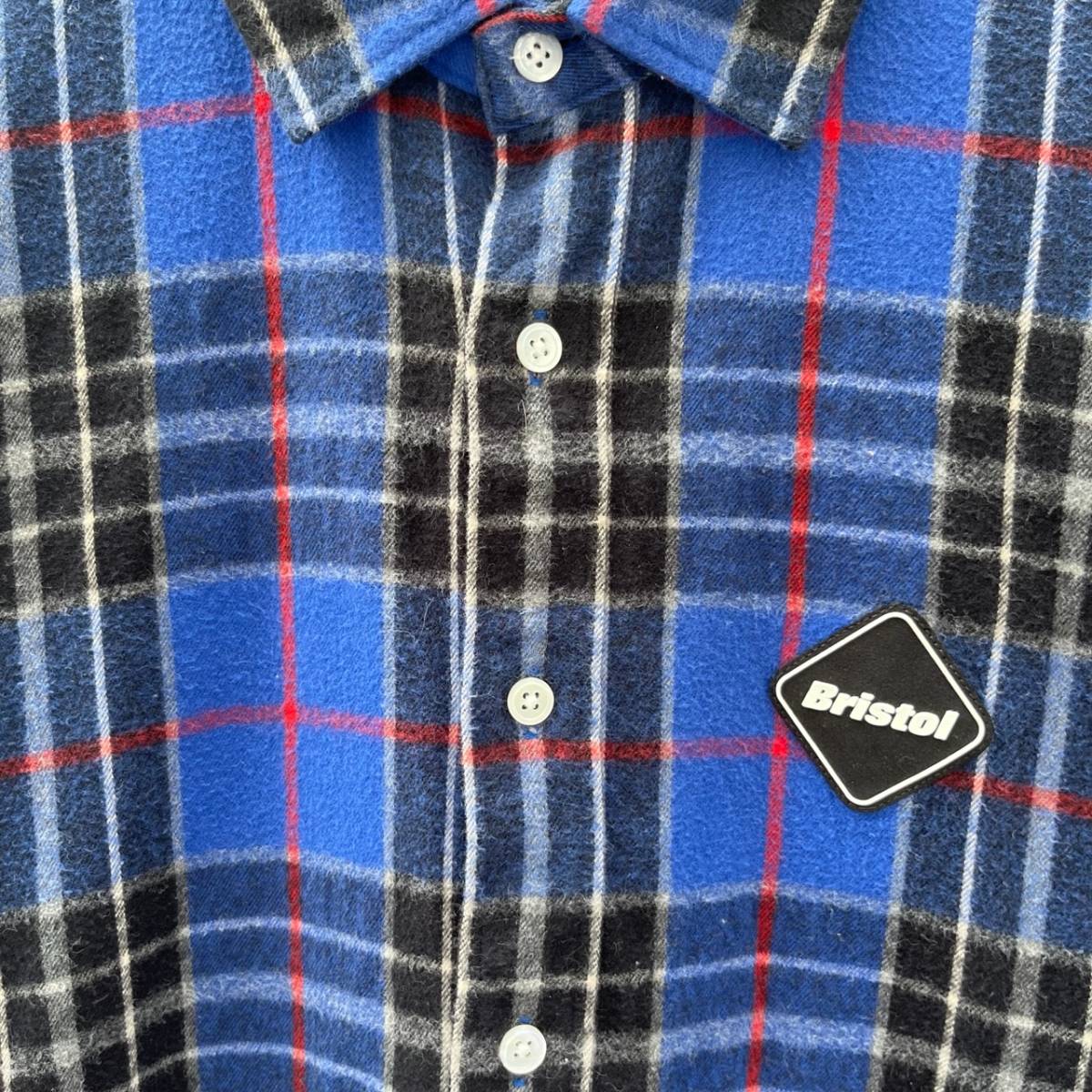 F.C.Real.Bristol エフシーレアルブリストル Sサイズ チェックシャツ 長袖シャツ スター ブルー