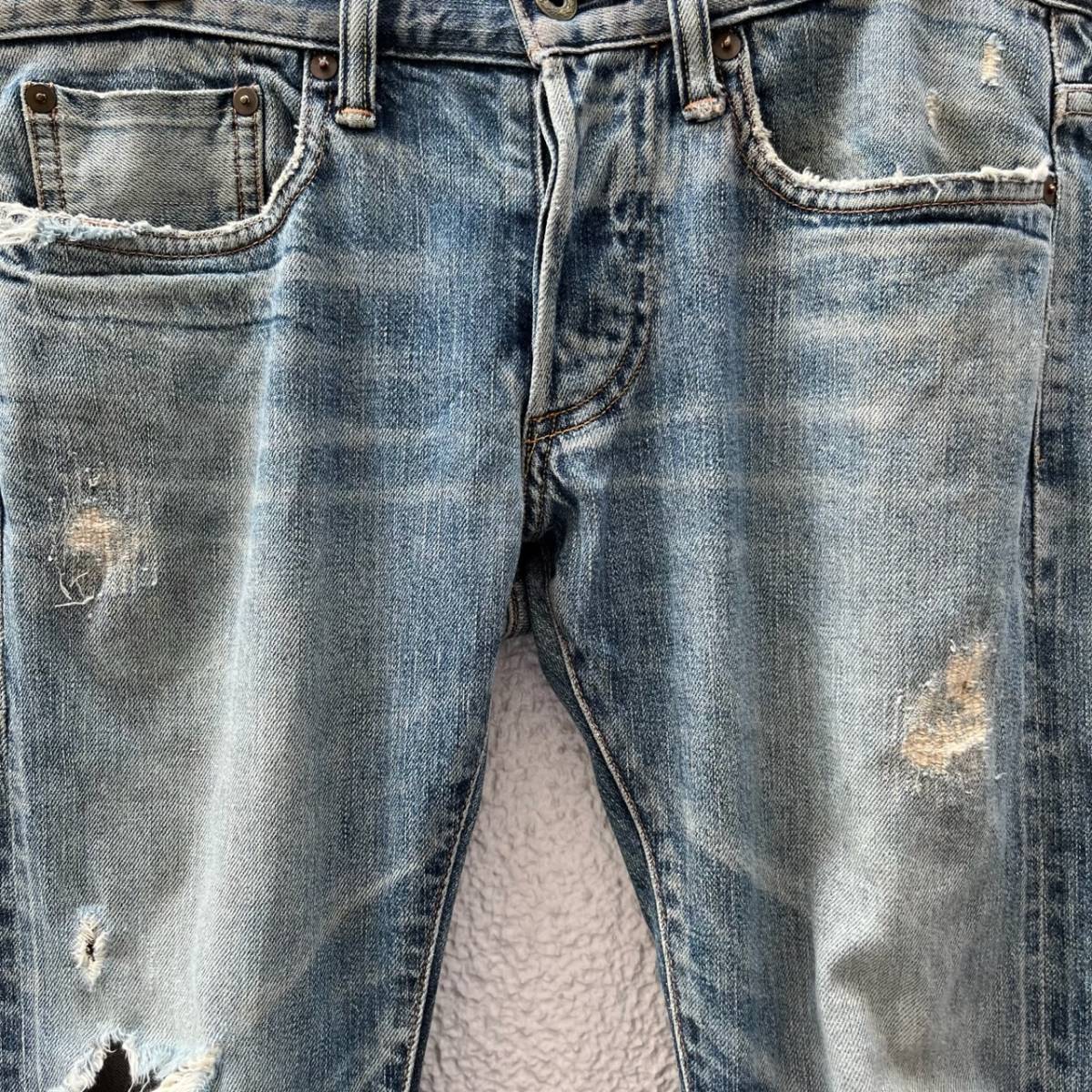 marka マーカ サイズ2 デニムパンツ クラッシュ加工 インディゴ