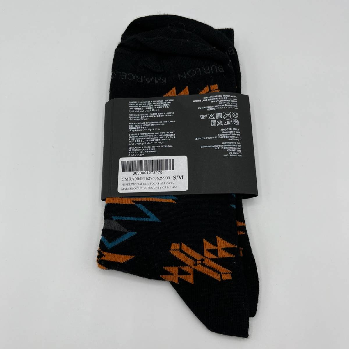 未使用品 MARCELO BURLON マルセロバーロン × PENDLETON ペンドルトン S/Mサイズ 靴下 ソックス ブラック