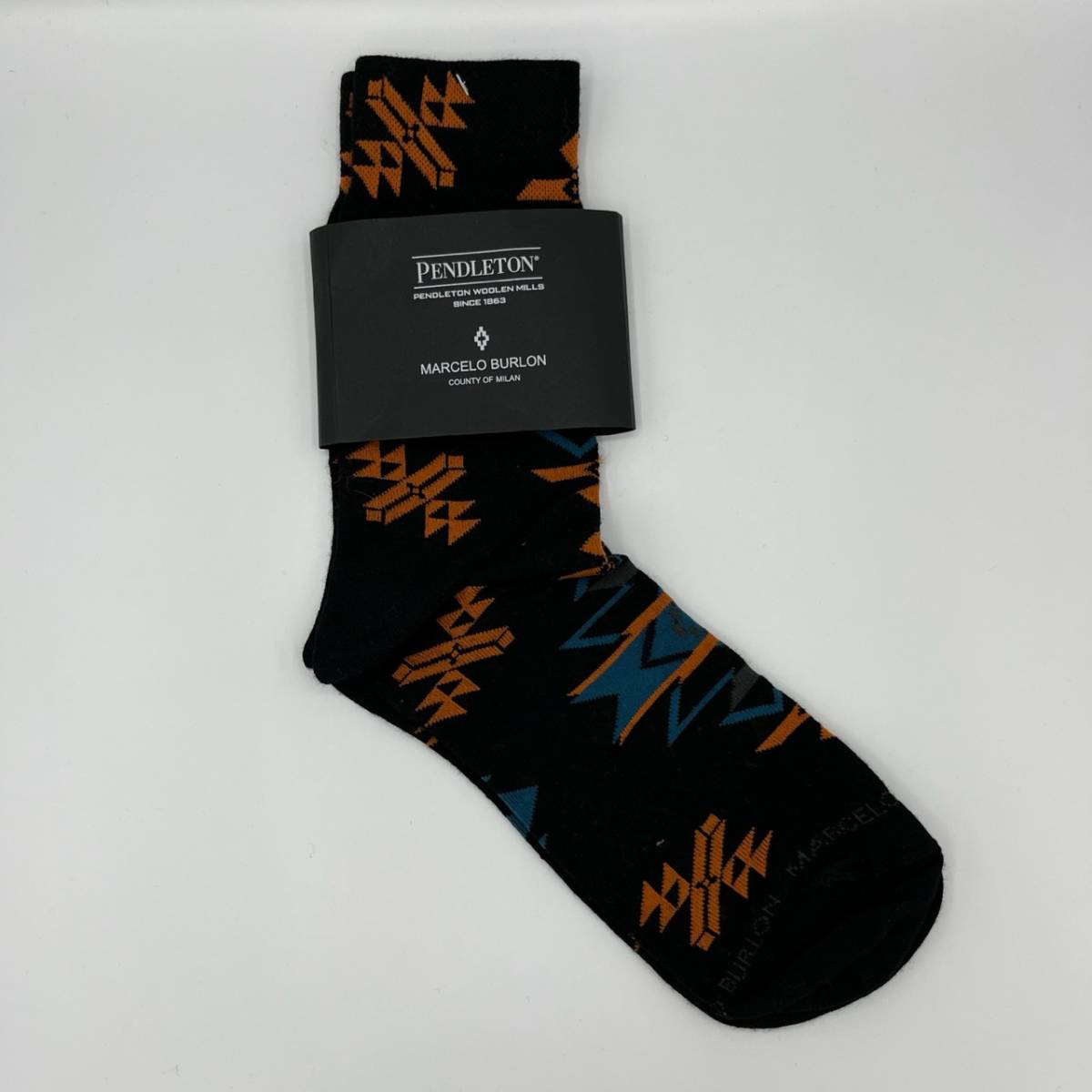 未使用品 MARCELO BURLON マルセロバーロン × PENDLETON ペンドルトン S/Mサイズ 靴下 ソックス ブラック