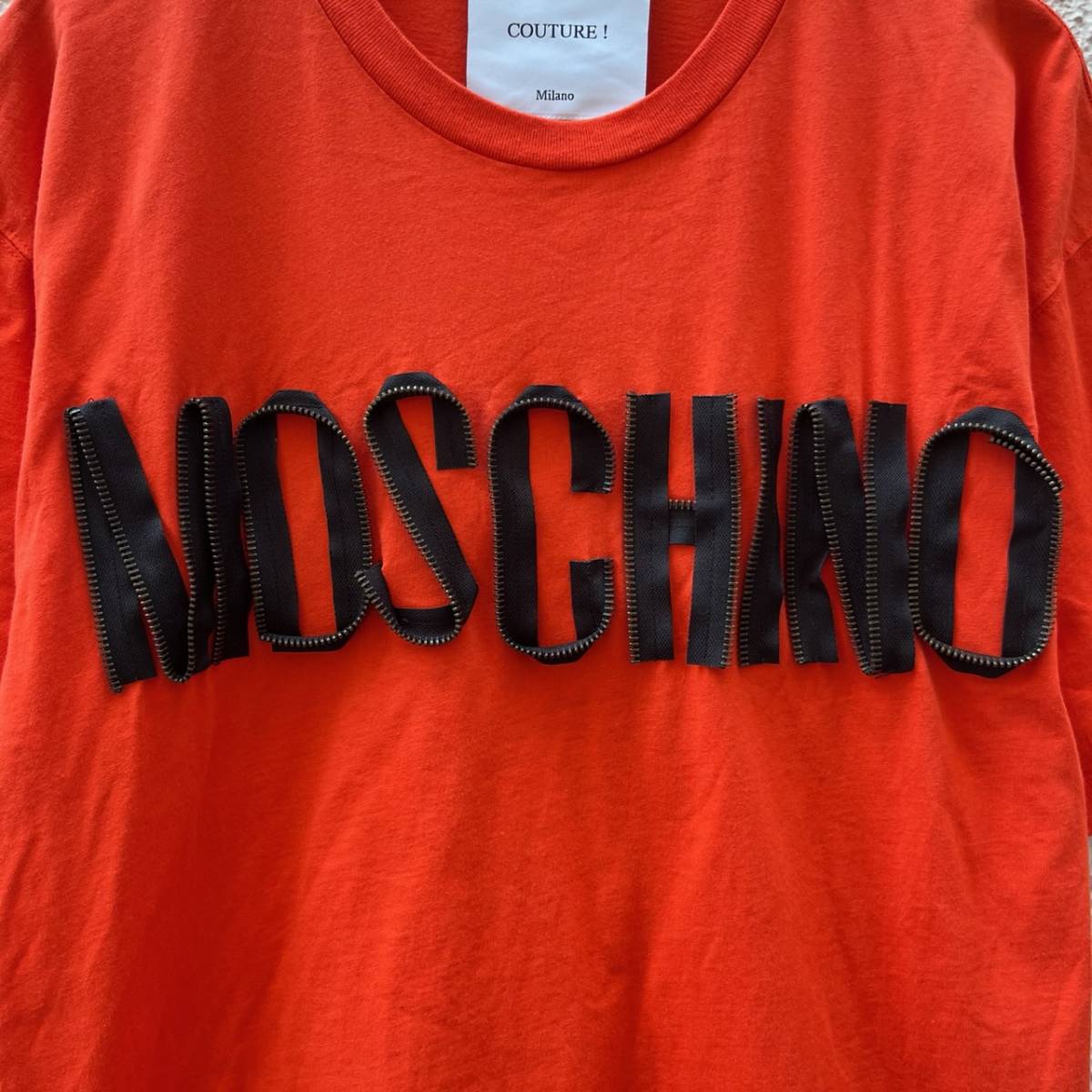 MOSCHINO モスキーノ Sサイズ チャックロゴ Tシャツ 半袖 オレンジ