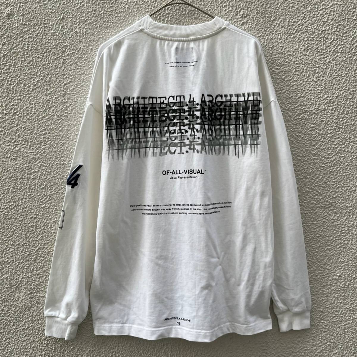 Architect 4. Archive エーフォーエー フリーサイズ ロングスリーブTシャツ ロンT プリント ロゴ ホワイト