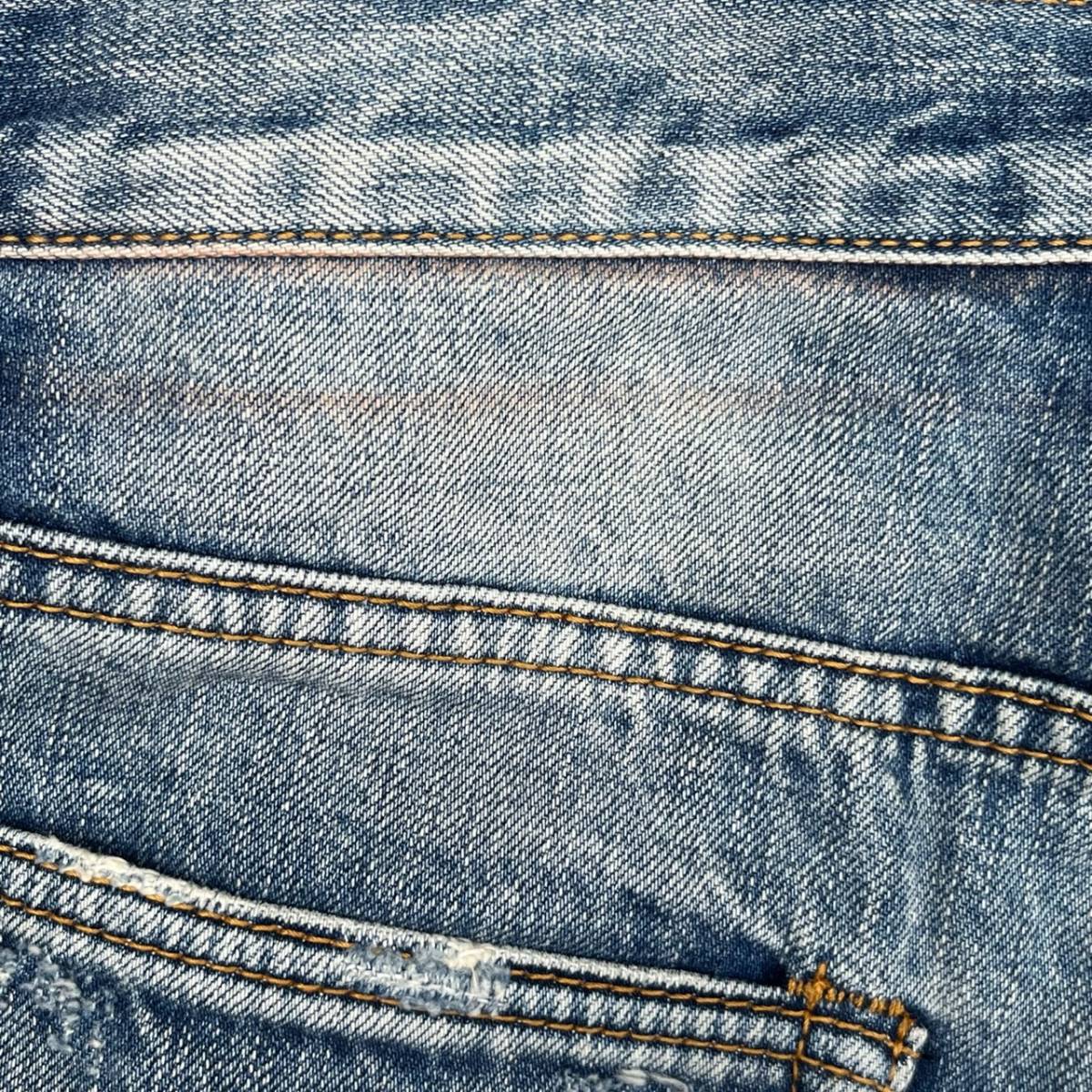 mnml ミニマル サイズ28 クラッシュ加工 デニムパンツ タイトシルエット 裾ジップ ダメージ加工