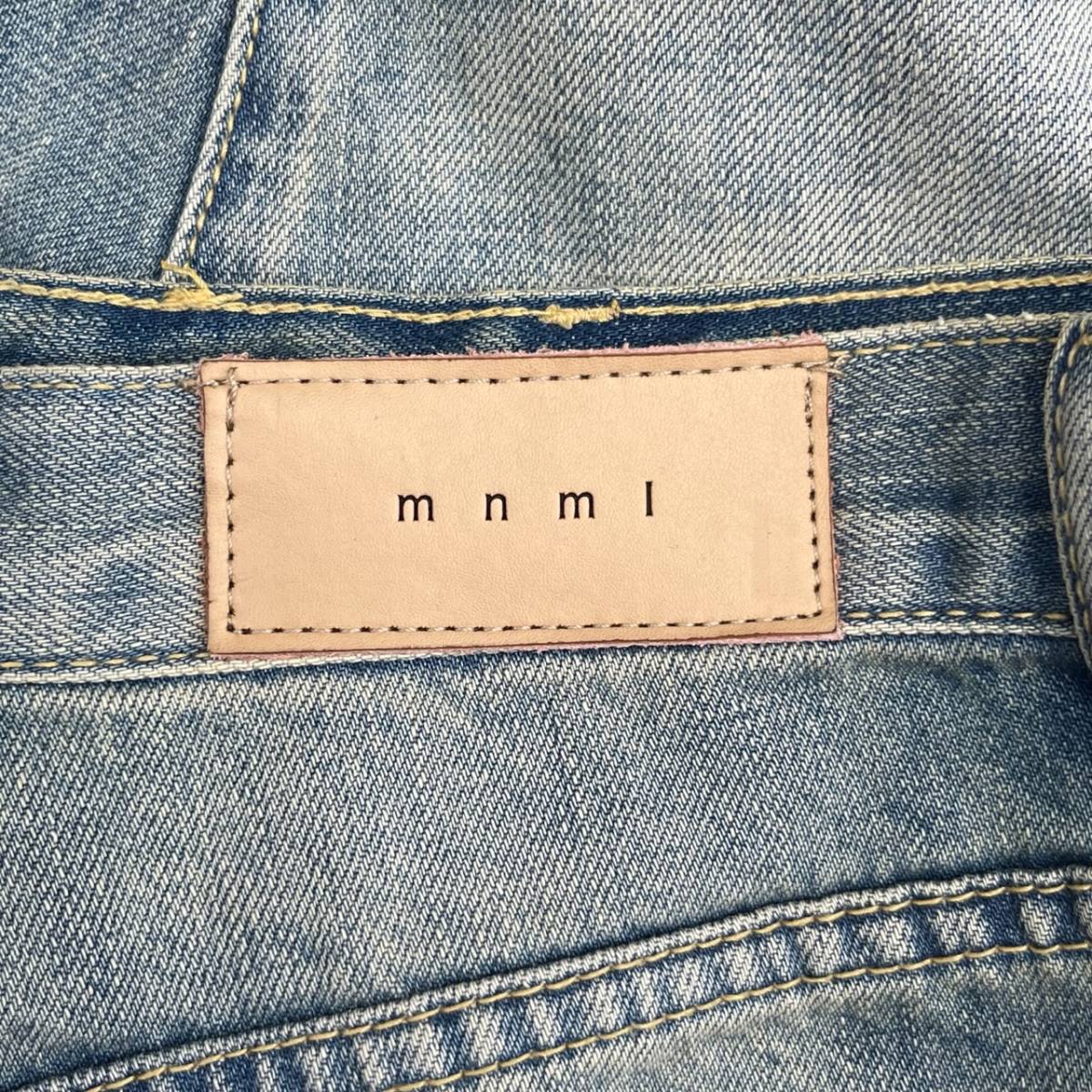 mnml ミニマル サイズ28 デニムパンツ クラッシュ加工 タイトシルエット 裾ジップ ダメージ加工