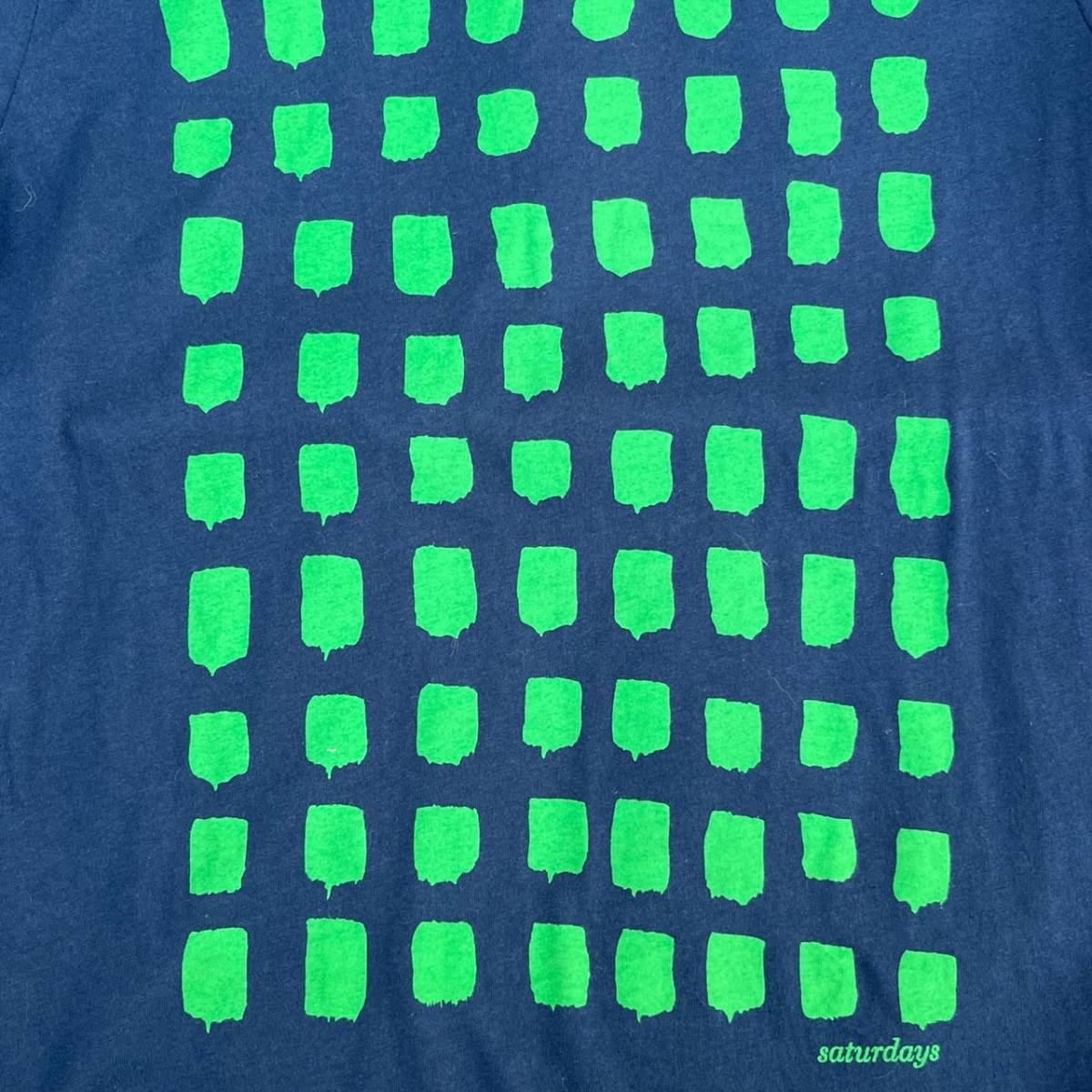 未使用品 SATURDAYS SURF NYC サタデーズサーフニューヨーク XSサイズ Tシャツ 半袖 プリント ネイビー
