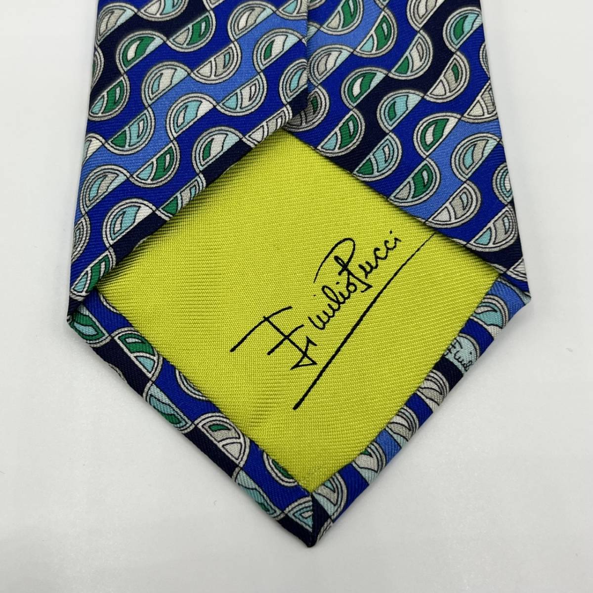新品 EMILIO PUCCI エミリオプッチ ネクタイ レギュラータイ 絹 シルク 総柄 ブルー