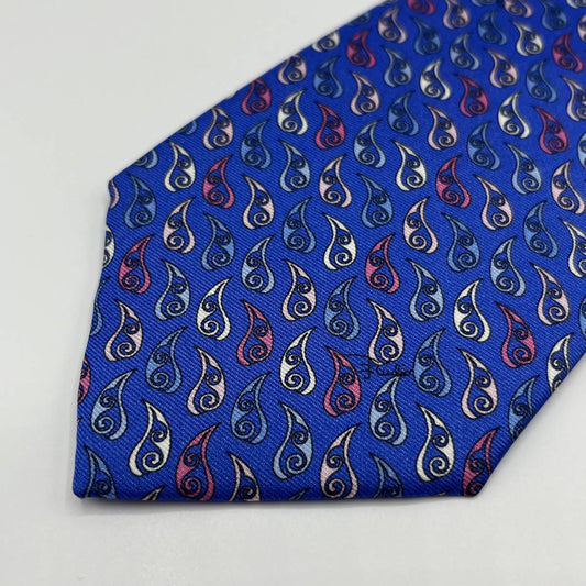 新品 EMILIO PUCCI エミリオプッチ ネクタイ レギュラータイ 絹 シルク ブルー 総柄