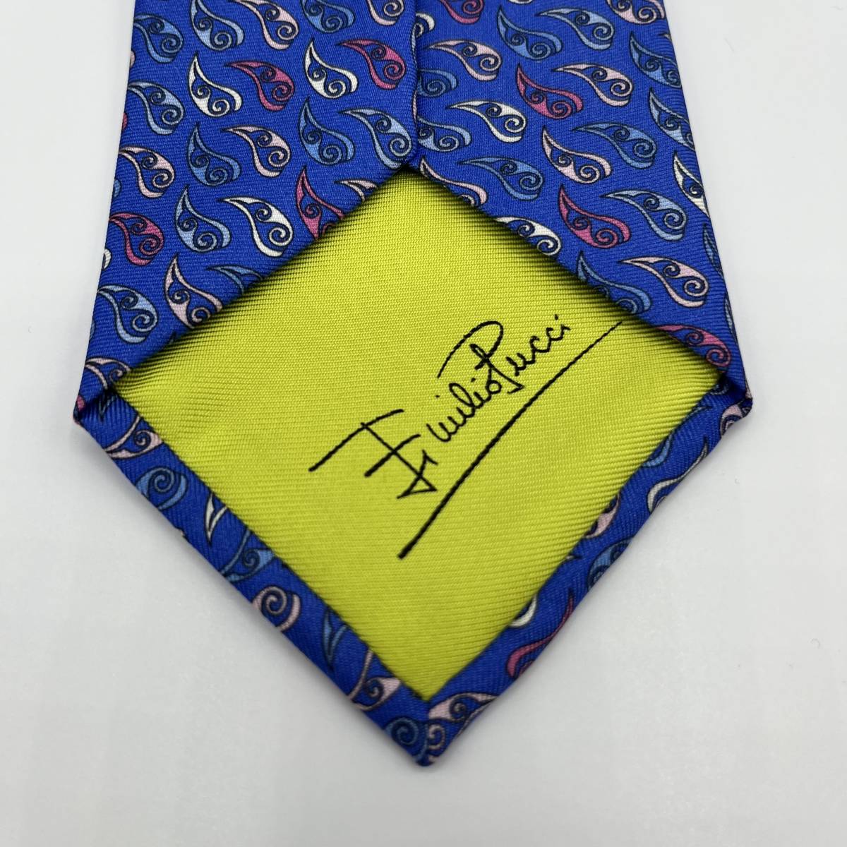 新品 EMILIO PUCCI エミリオプッチ ネクタイ レギュラータイ 絹 シルク ブルー 総柄