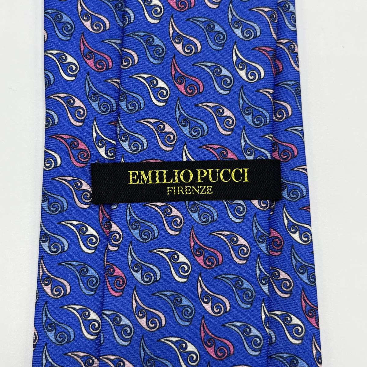 新品 EMILIO PUCCI エミリオプッチ ネクタイ レギュラータイ 絹 シルク ブルー 総柄