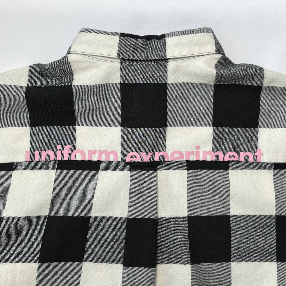 uniform experiment ユニフォームエクスペリメント サイズ1 ブロックチェック フランネルシャツ 長袖シャツ 22AW ブラック ホワイト