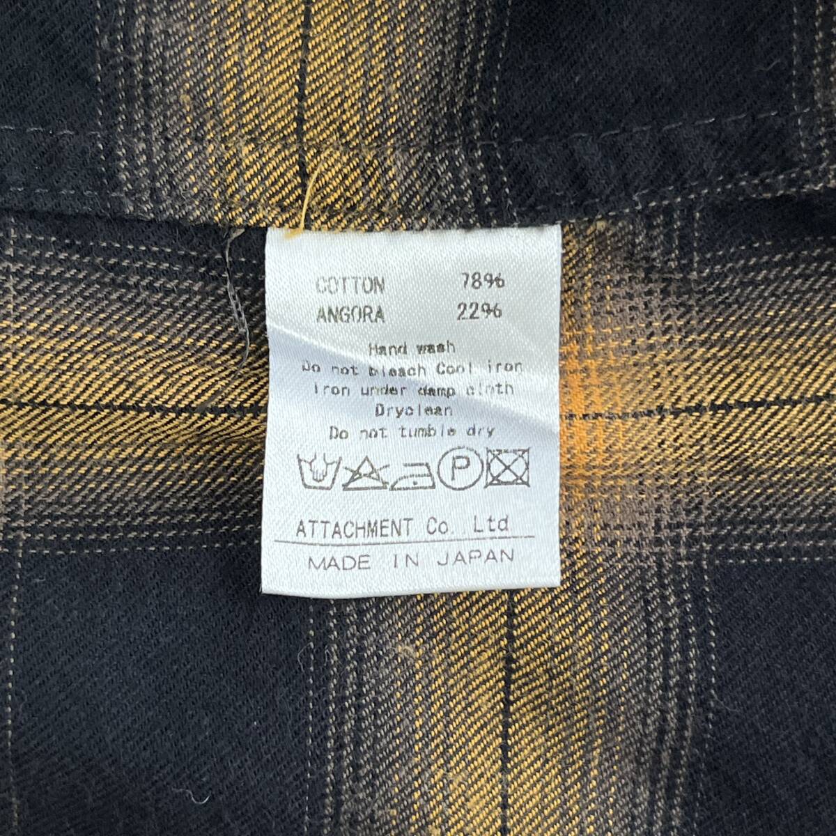 ATTACHMENT アタッチメント サイズ1 チェックシャツ 長袖 シャツ イエロー ブラック