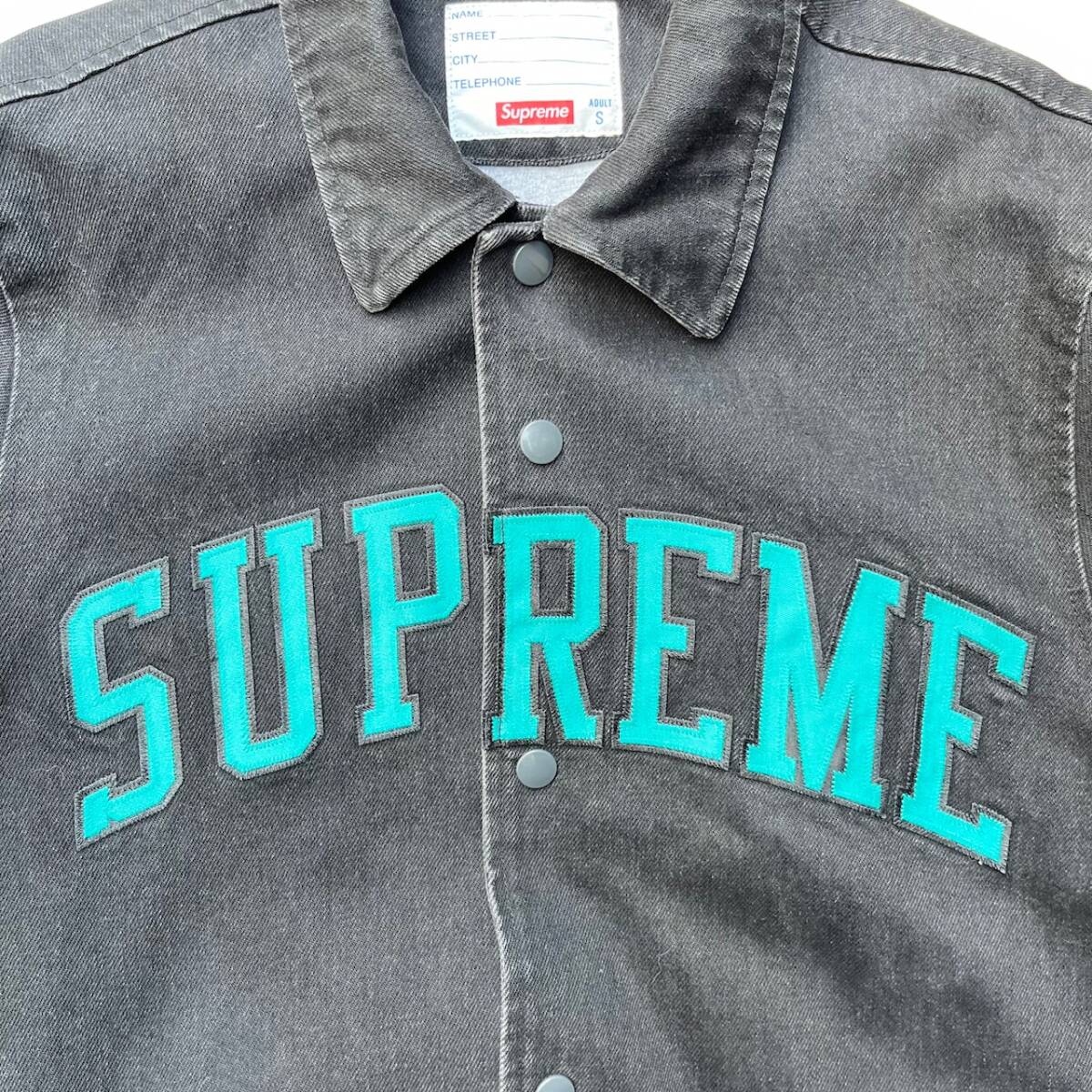 Supreme シュプリーム Sサイズ アーチロゴ デニムジャケット デニムコーチジャケット ブラック