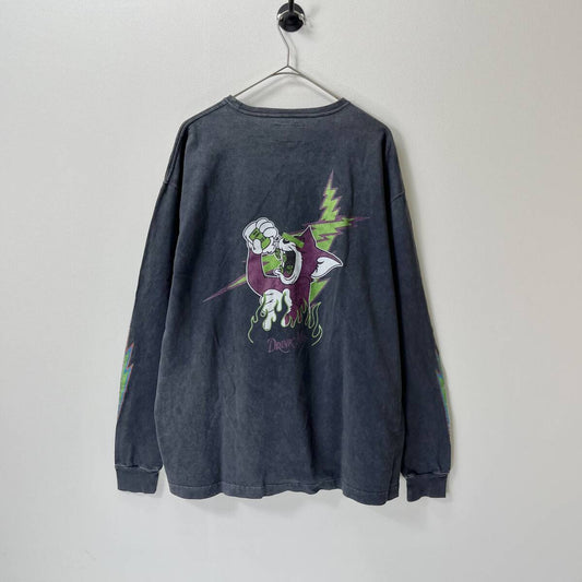 TAIN DOUBLE PUSH タインダブルプッシュ Mサイズ ロングスリーブTシャツ ロンT リバーシブル サンダー 初期 ブラック