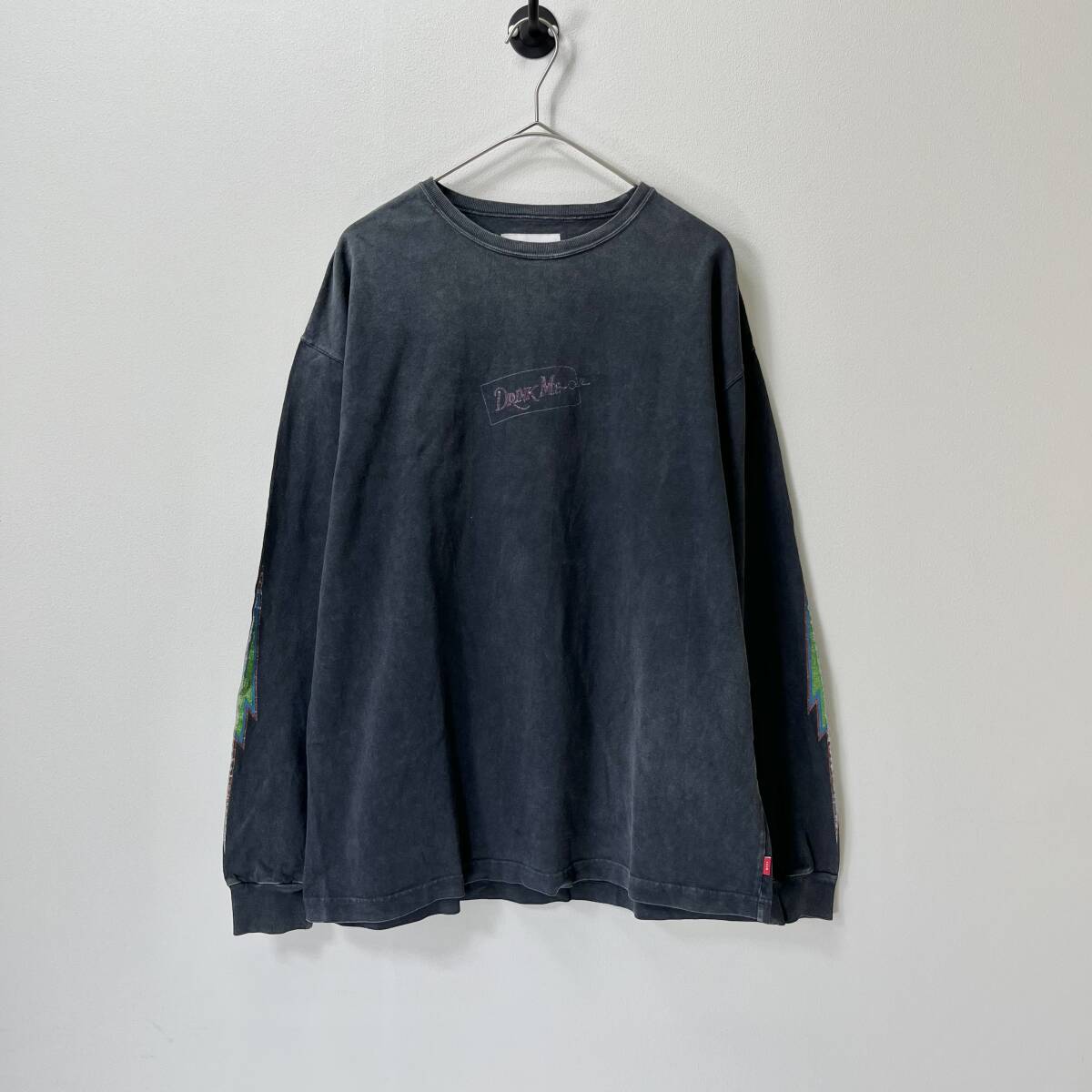 TAIN DOUBLE PUSH タインダブルプッシュ Mサイズ ロングスリーブTシャツ ロンT リバーシブル サンダー 初期 ブラック
