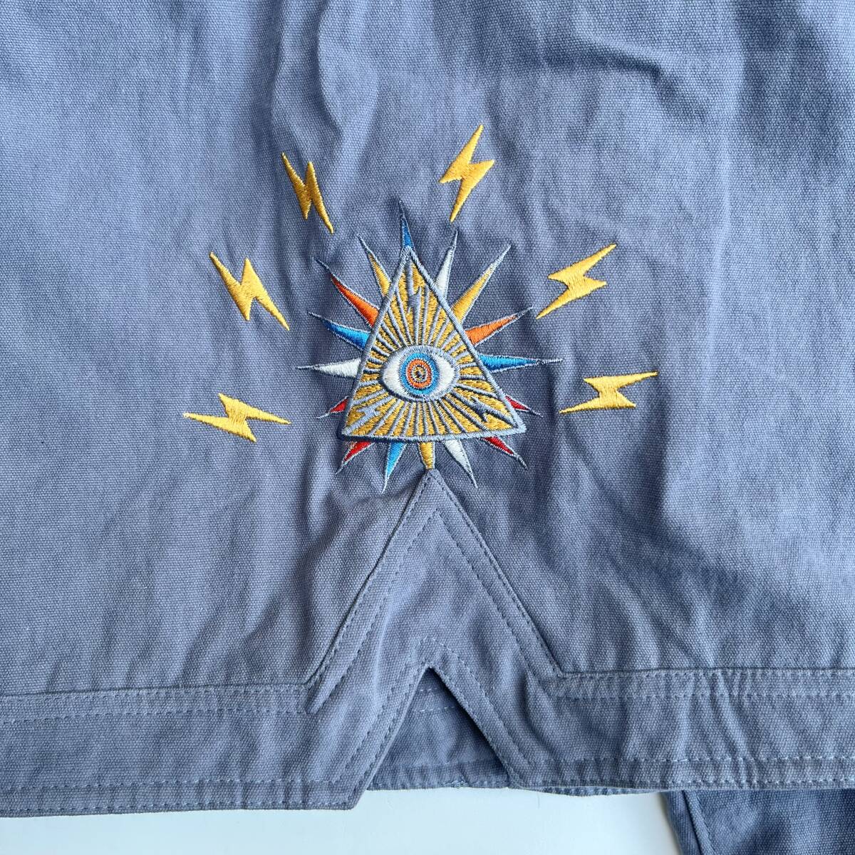 未使用品 MAYO メイヨー Lサイズ Thunder Embroidery Shorts ショーツ ハーフパンツ サンダー 刺繍 ネイビー 23MY-PT16 タグ付き