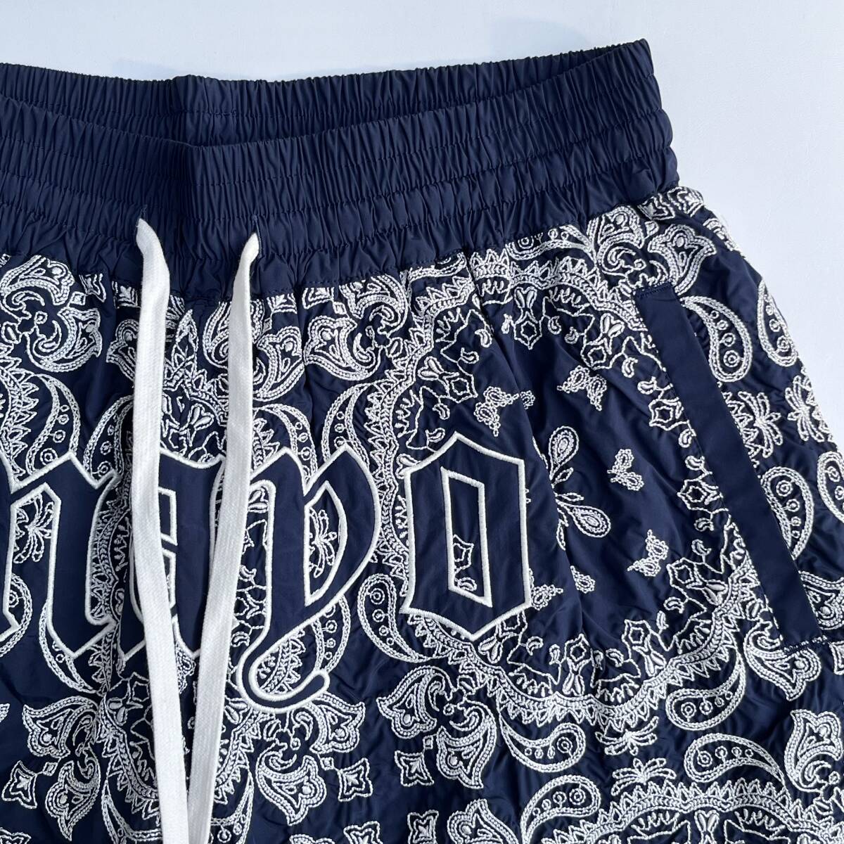 未使用品 MAYO メイヨー Lサイズ Paaisley Embroidery Shorts ペイズリー ショーツ ハーフパンツ 刺繍 ネイビー