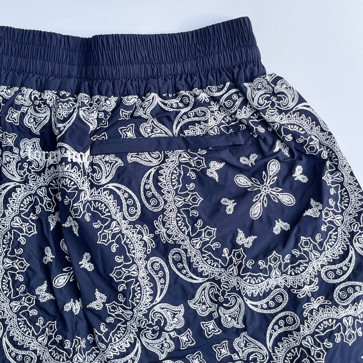 未使用品 MAYO メイヨー Lサイズ Paaisley Embroidery Shorts ペイズリー ショーツ ハーフパンツ 刺繍 ネイビー