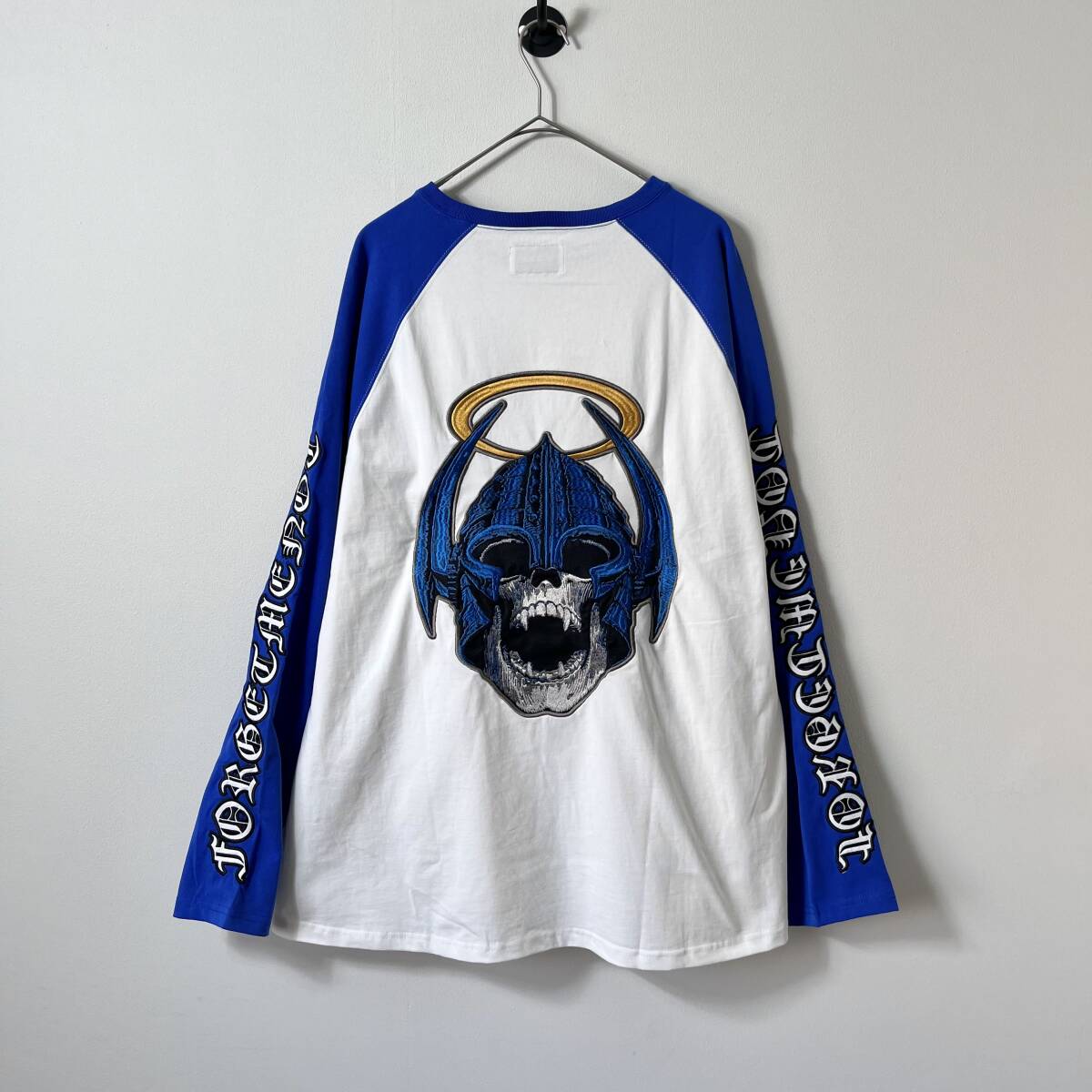 未使用品 MAYO メイヨー Lサイズ Skull Embroidery Raglan Long Sleeve Tee ロングスリーブTシャツ ロンT スカル 刺繍 ホワイト