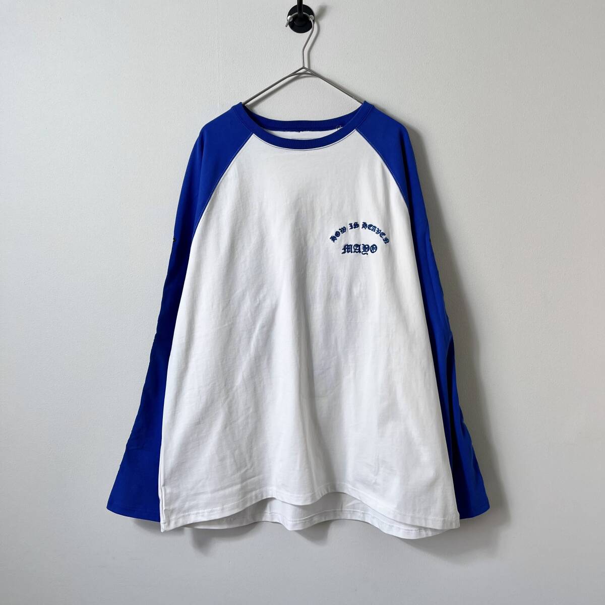 未使用品 MAYO メイヨー Lサイズ Skull Embroidery Raglan Long Sleeve Tee ロングスリーブTシャツ ロンT スカル 刺繍 ホワイト