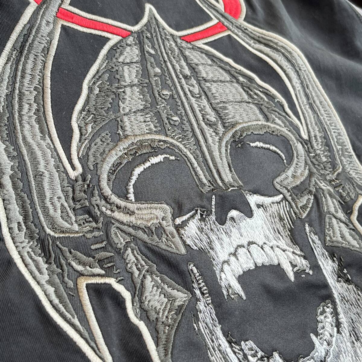 未使用品 MAYO メイヨー Lサイズ Skull Embroidery Raglan Long Sleeve Tee ロングスリーブTシャツ ロンT スカル 刺繍 ブラック