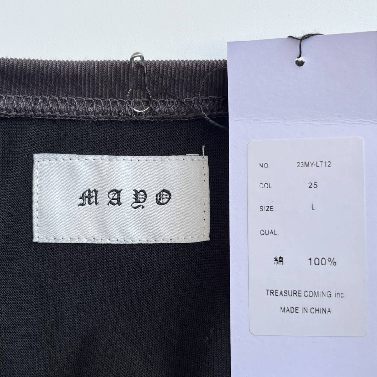 未使用品 MAYO メイヨー Lサイズ Skull Embroidery Raglan Long Sleeve Tee ロングスリーブTシャツ ロンT スカル 刺繍 ブラック