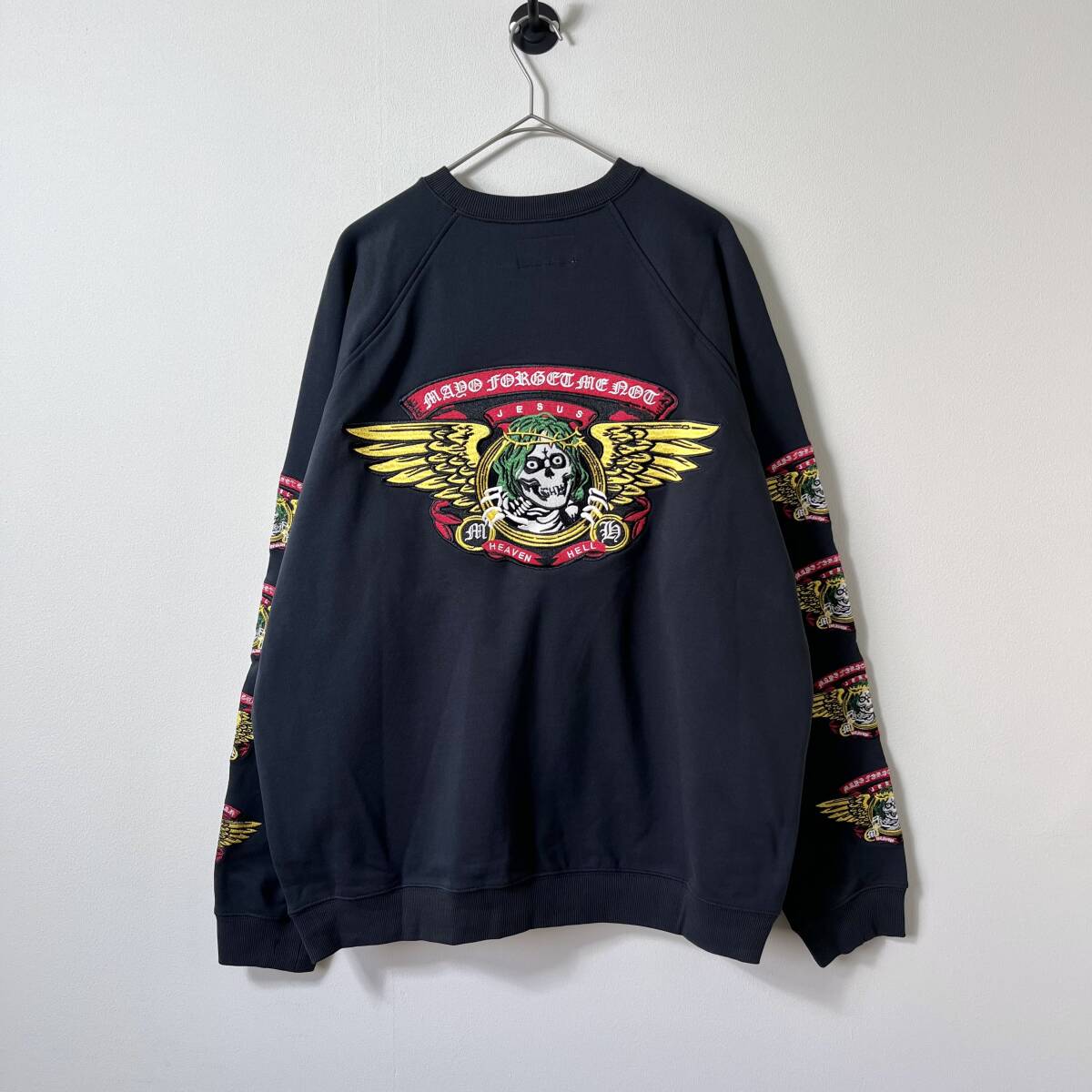 未使用品 MAYO メイヨー Lサイズ JESUS SKULL Embroidery Crew Neck スカル トレーナー スウェット 刺繍 ブラック