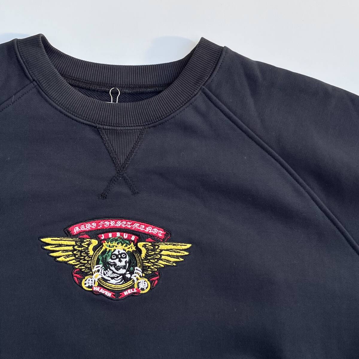 未使用品 MAYO メイヨー Lサイズ JESUS SKULL Embroidery Crew Neck スカル トレーナー スウェット 刺繍 ブラック