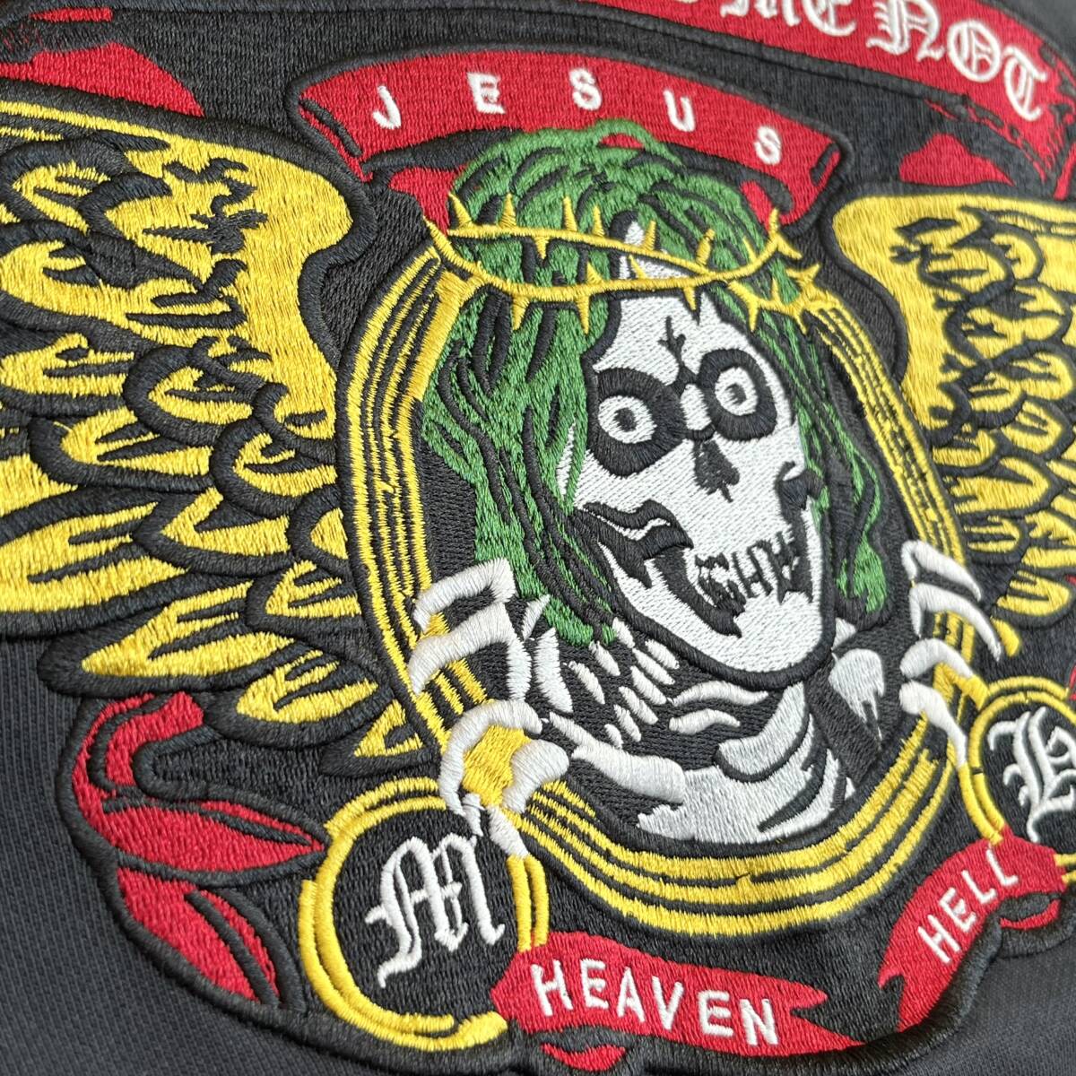 未使用品 MAYO メイヨー Lサイズ JESUS SKULL Embroidery Crew Neck スカル トレーナー スウェット 刺繍 ブラック