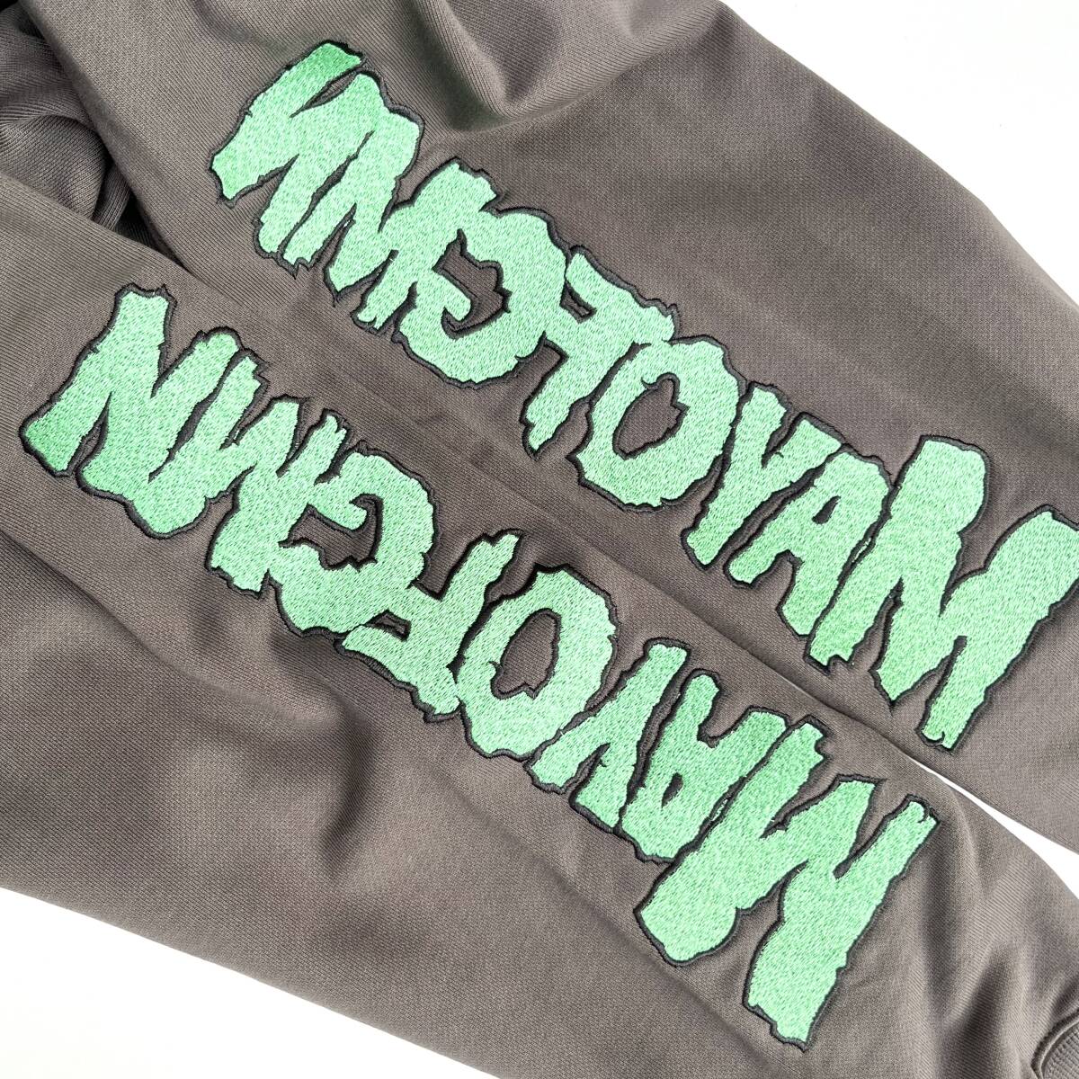 未使用品 MAYO メイヨー Lサイズ Embroidery Hoodie スカル パーカー フーディ ラグラン 刺繍 グラフィック グレー