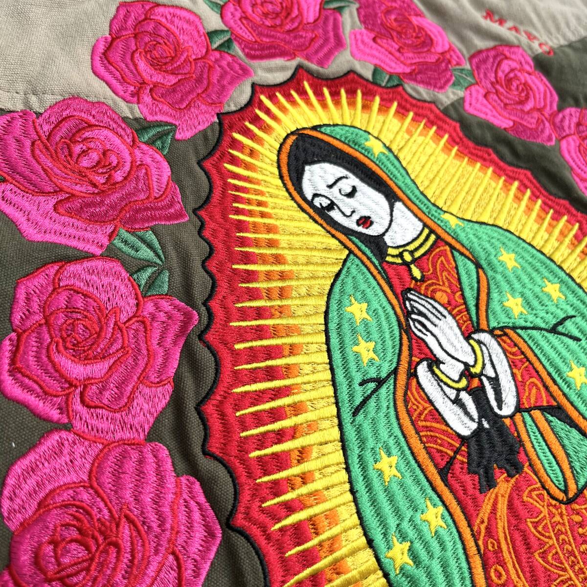 未使用品 MAYO メイヨー XLサイズ Embroidery Maria Shirt Jacket ジャケット ブルゾン マリア 刺繍 オリーブ