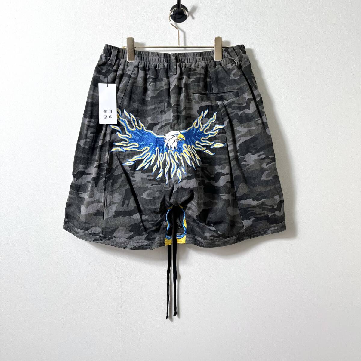 未使用品 MAYO メイヨー Lサイズ Fire Eagle Camo Embroidery Shorts ショーツ ハーフパンツ ファイヤー イーグル カモフラ 刺繍 ブラック