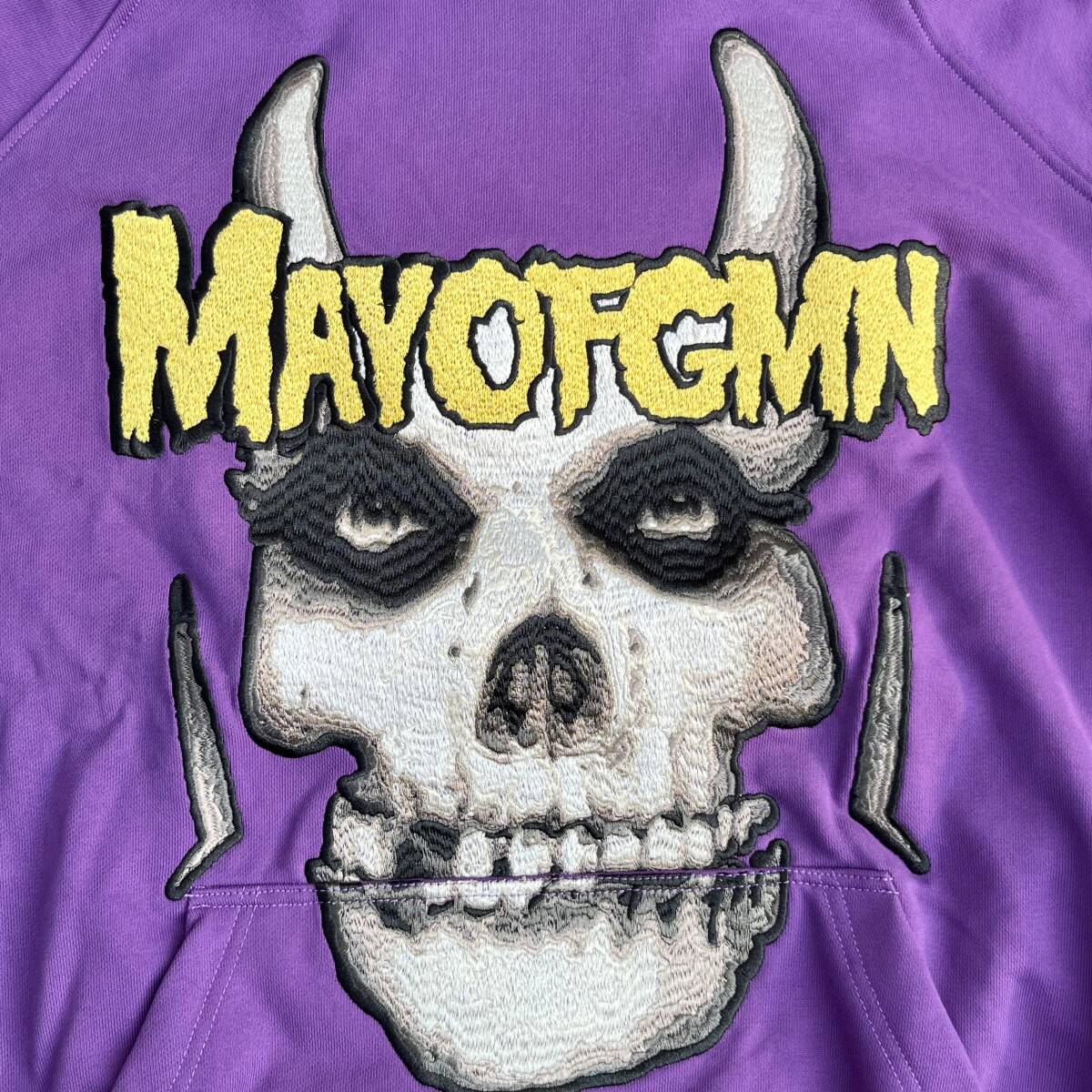 MAYO メイヨー XLサイズ Embroidery Hoodie スカル パーカー フーディ ラグラン 刺繍 グラフィック パープル