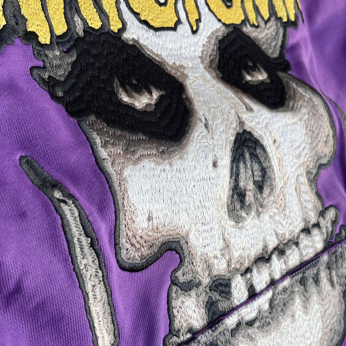 MAYO メイヨー XLサイズ Embroidery Hoodie スカル パーカー フーディ ラグラン 刺繍 グラフィック パープル