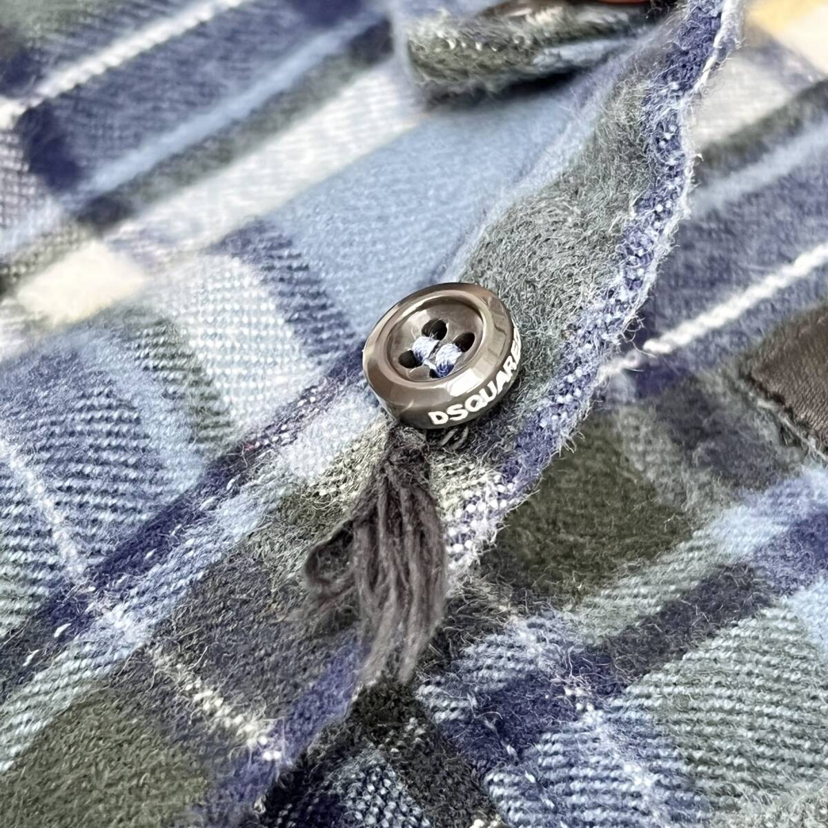 DSQUARED2 ディースクエアード サイズ52 Check Shirt チェックシャツ ネルシャツ フランネル ボタンダウン ブルー S74DM0175
